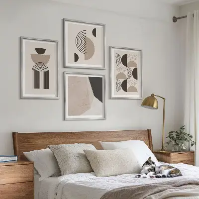 Abstrakta geometriska mönster set om 4 tavlor