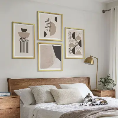 Abstrakta geometriska mönster set om 4 tavlor