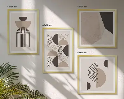 Abstrakta geometriska mönster set om 4 tavlor