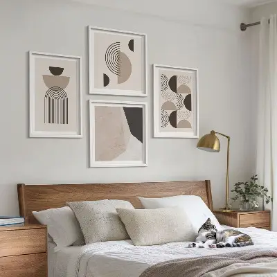 Abstrakta geometriska mönster set om 4 tavlor