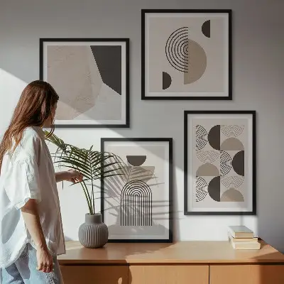 Abstrakta geometriska mönster set om 4 tavlor