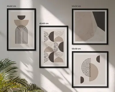 Abstrakta geometriska mönster set om 4 tavlor