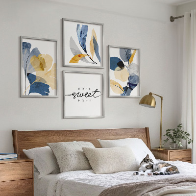 Tavelvägg ovanför soffa Akvarell växtmotiv