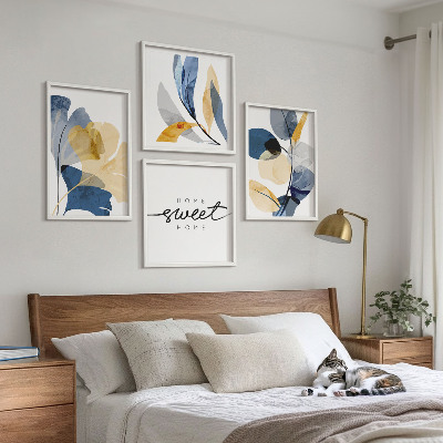 Tavelvägg ovanför soffa Akvarell växtmotiv