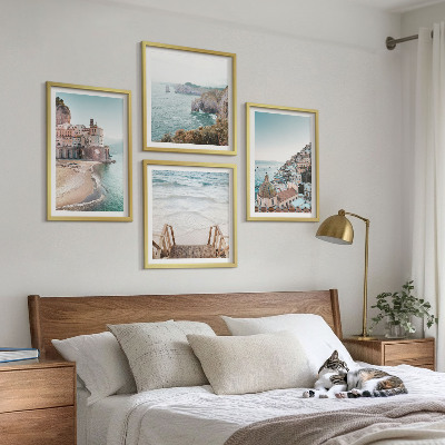 Set om 4 tavlor Sommarpastellfärgade strandvyer