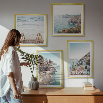 Set om 4 tavlor Sommarpastellfärgade strandvyer