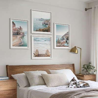 Set om 4 tavlor Sommarpastellfärgade strandvyer
