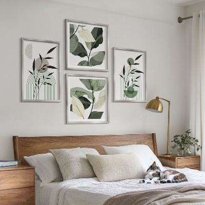 Tavelvägg med 4 tavlor Boho växtkompositioner
