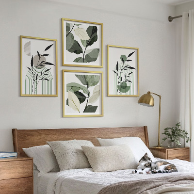 Tavelvägg med 4 tavlor Boho växtkompositioner