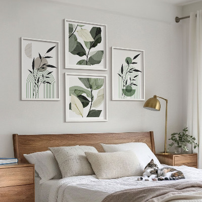 Tavelvägg med 4 tavlor Boho växtkompositioner