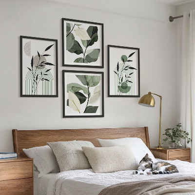 Tavelvägg med 4 tavlor Boho växtkompositioner