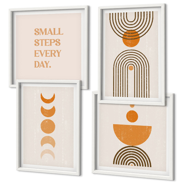 Tavelvägg med 4 tavlor Minimalistiska boho-mönster