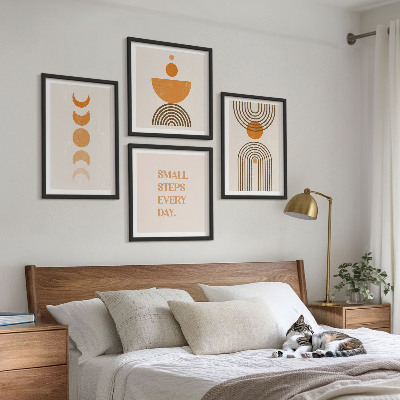 Tavelvägg med 4 tavlor Minimalistiska boho-mönster