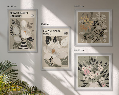 Set om 4 tavlor Retroblommor från städer runt om i världen