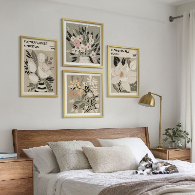 Set om 4 tavlor Retroblommor från städer runt om i världen