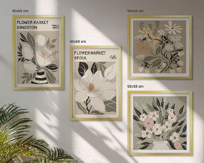 Set om 4 tavlor Retroblommor från städer runt om i världen