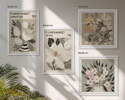 Set om 4 tavlor Retroblommor från städer runt om i världen
