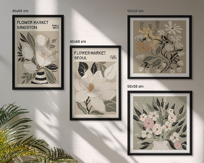 Set om 4 tavlor Retroblommor från städer runt om i världen