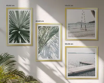Palmblad svängbro set om 4 tavlor