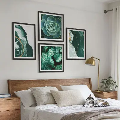 Abstrakta suckulenta bladmönster tavelvägg för placering ovanför soffan