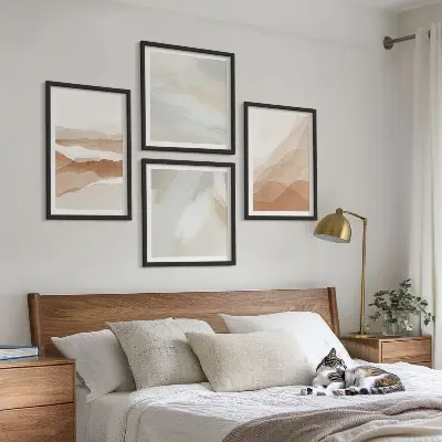 Abstrakta bruna landskap set om 4 tavlor