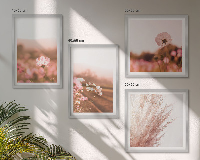 Tavelvägg med 4 tavlor Vildblommor på ängarna på sommaren