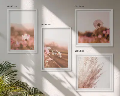 Tavelvägg med 4 tavlor med motiv av vildblommor på ängar under sommaren