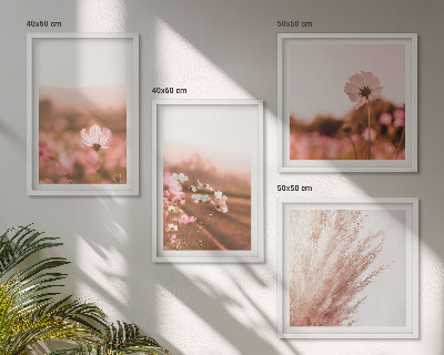 Tavelvägg med 4 tavlor Vildblommor på ängarna på sommaren