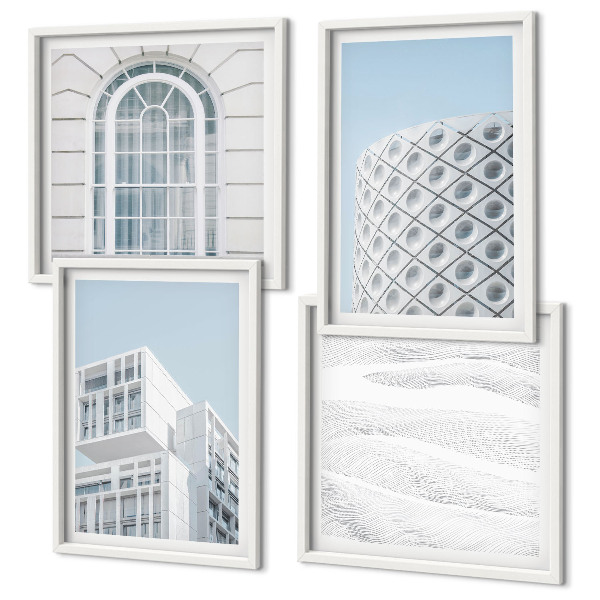 Set om 4 tavlor Modern arkitekturgeometri