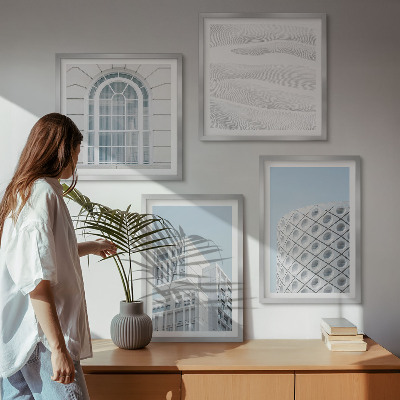 Set om 4 tavlor Modern arkitekturgeometri