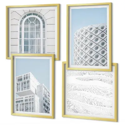 Modern arkitekturgeometri tavelset med 4 delar