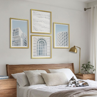 Set om 4 tavlor Modern arkitekturgeometri