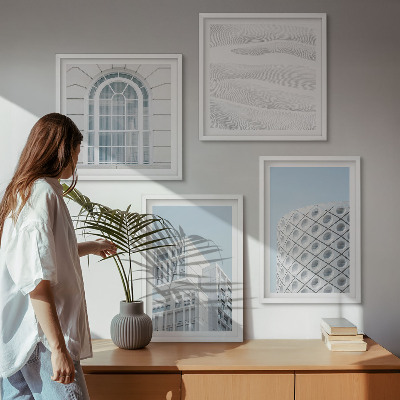 Set om 4 tavlor Modern arkitekturgeometri