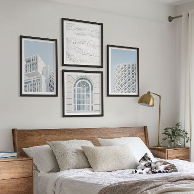Set om 4 tavlor Modern arkitekturgeometri