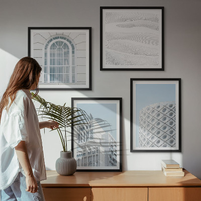 Set om 4 tavlor Modern arkitekturgeometri