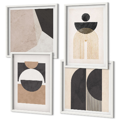 Set om 4 tavlor Abstrakta former beige brun