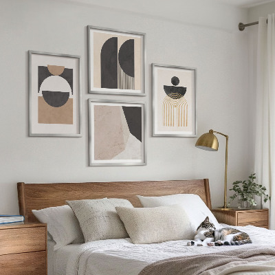 Set om 4 tavlor Abstrakta former beige brun