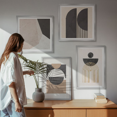 Set om 4 tavlor Abstrakta former beige brun