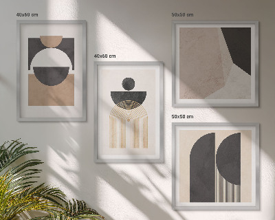 Set om 4 tavlor Abstrakta former beige brun