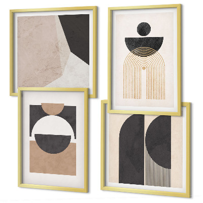 Set om 4 tavlor Abstrakta former beige brun
