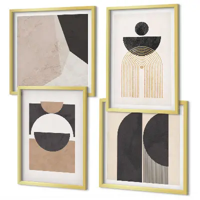 Tavelset med abstrakta former i beige och bruna toner, 4 delar