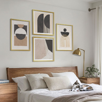 Set om 4 tavlor Abstrakta former beige brun