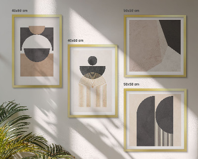 Set om 4 tavlor Abstrakta former beige brun