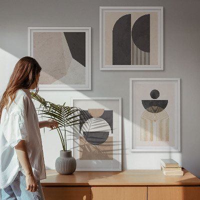 Set om 4 tavlor Abstrakta former beige brun