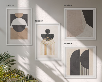 Set om 4 tavlor Abstrakta former beige brun
