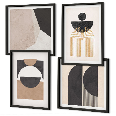Set om 4 tavlor Abstrakta former beige brun