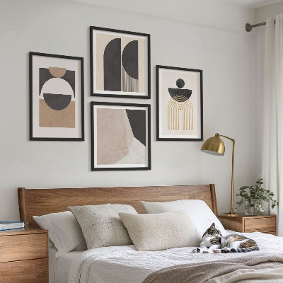 Set om 4 tavlor Abstrakta former beige brun