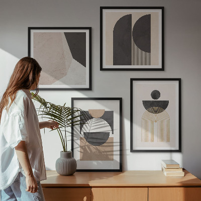 Set om 4 tavlor Abstrakta former beige brun