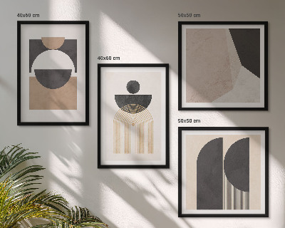 Set om 4 tavlor Abstrakta former beige brun