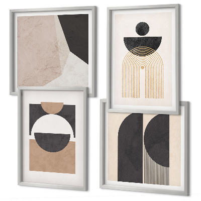 Set om 4 tavlor Abstrakta former beige brun